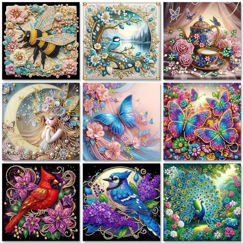 

5D DIY Partial Special Shaped Drill Diamond Painting Bees ,Butterfly ,bird ,Owl Decoration 30x30cm