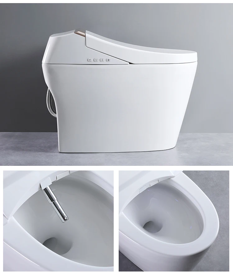 Foot Sensor Flush Intelligent Design One-Piece Electric Heated Seat Elongated Bowl Bathroom Smart Toilet With S-Trap