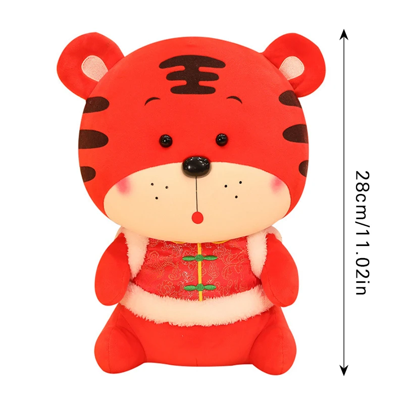 Stuffed Cute Red Tiger Doll Ideal Festive Present Animal Toy for Party Hanging Decorations