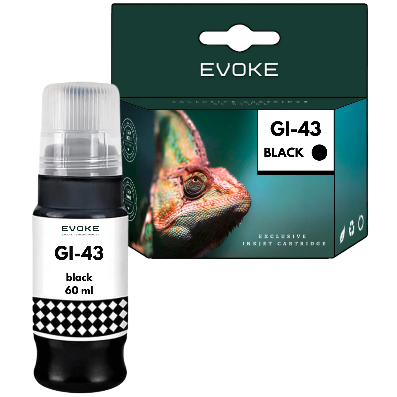 Evoke Compatibele Inkt voor Canon Gi43Bk Gi-43Bk Gi-43 Gi43 Zwart 60 ml 3700 Pagina's Pixma G540 G550 G640 G650