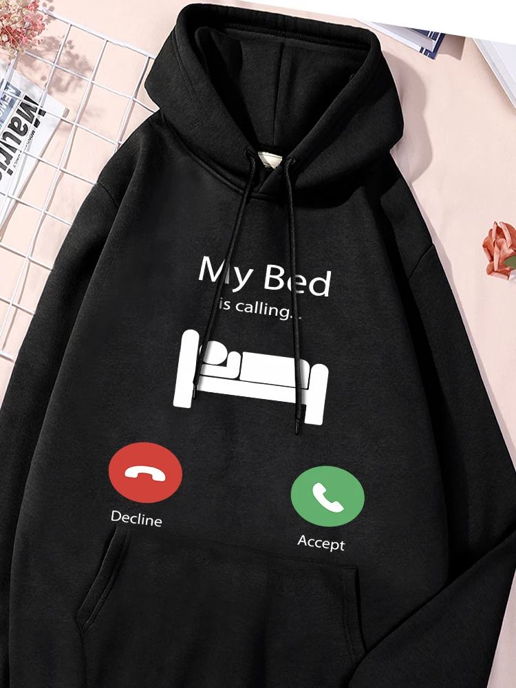 My Bed Is Calling-Sweat à capuche en coton imprimé pour femme, sweat-shirt à col rond, sweats à capuche avec lettres, personnalité, vêtements polyvalents