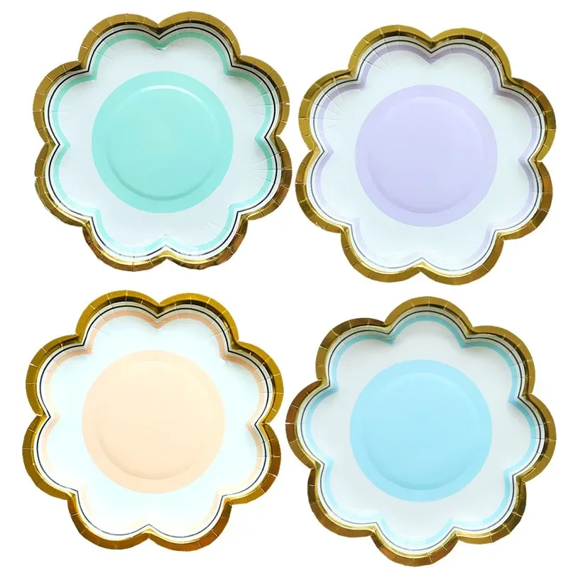 

5pcs Disposable plates camping picnic plates cake plates birthday party paper plates ins dessert table decoration tableware