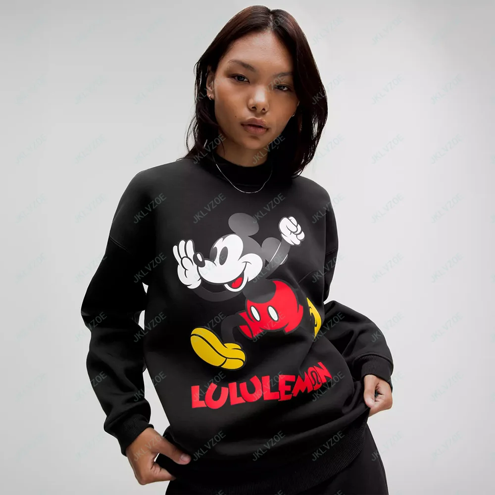 New Hot Sale Disney Mickey Mouse Lululemon Sports Yoga Pullover Women Adults and Kid Casual Top Round neck sweatshirt