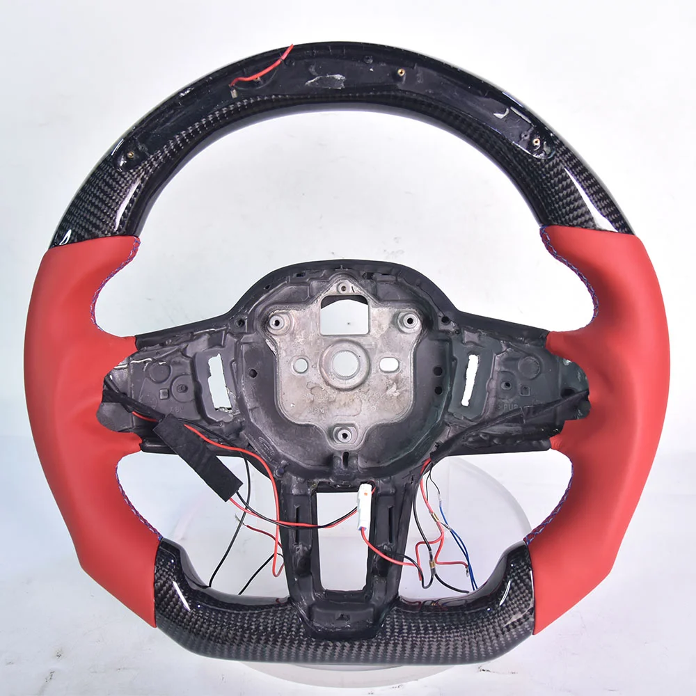 

Red Leather Carbon Fiber Steering Wheel With Dynamic LED Ambient For BMW G60 G68 G70 G45 G48