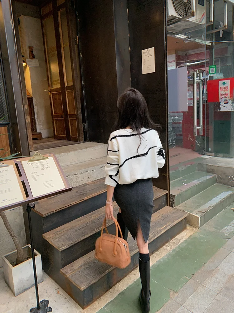 

High Waist Straight Cut Commuter Skirt Ba Split Design Versatile mid Length Women's Faion Daily Wear Other Material