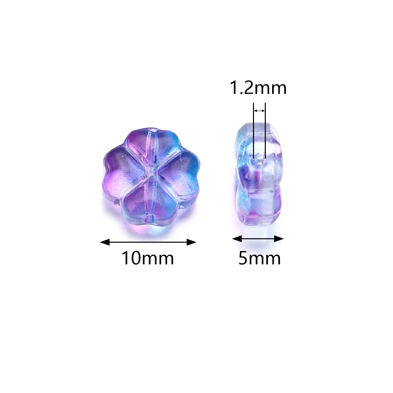 50pcs/lot Glass Four-leaf Clover Shape Beads Transparent Lampwork Beads Loose Spacer Beads For DIY Jewelry Making Bracelet