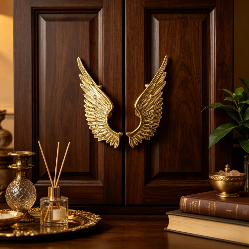 1PC Brass Double Hole Wing Drawer Cabinet Door Furniture Shoe Cabinet Wine Cabinet Handle