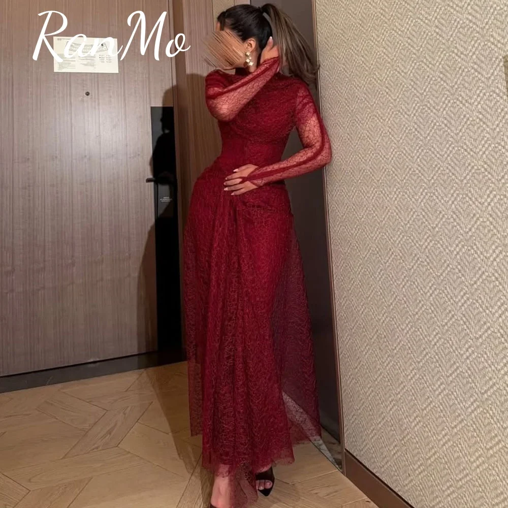 فساتين سهرة من Ranmo Vestidos De Festa Dubai 2025 فساتين حفلات أنيقة بحورية البحر كلاريت للسيدات من الدانتيل للحفلات الراقصة