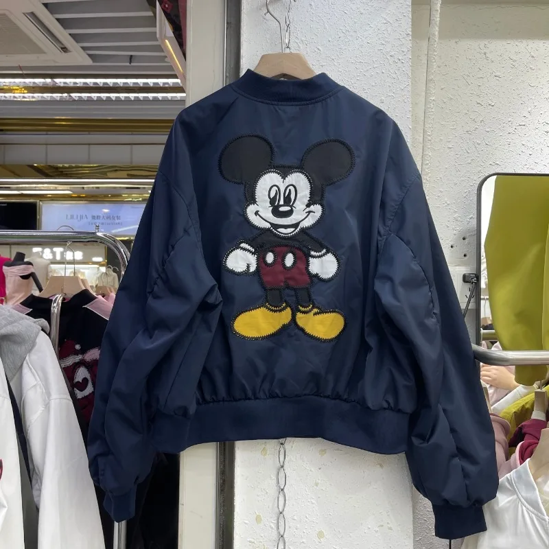 Veste de Baseball pour femmes, ample, courte, taille moyenne, manches longues, broderie, industrie lourde, dessin animé, nouveau manteau Y2k, printemps 2025