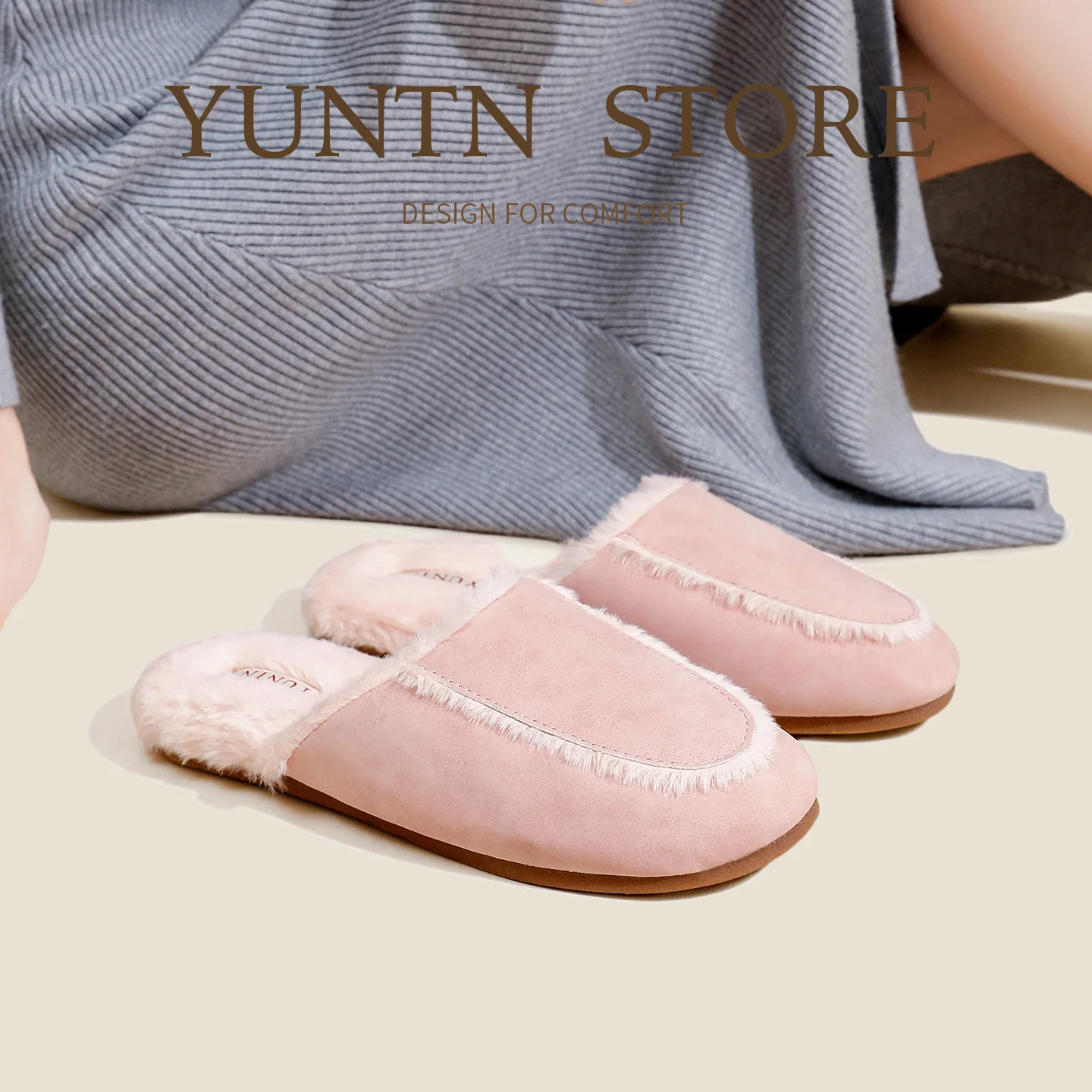 

Матовые текстурированные тапочки на плюшевой подкладке — водонепроницаемые, нескользящие и теплые для мужчин и женщин (осень/зима)