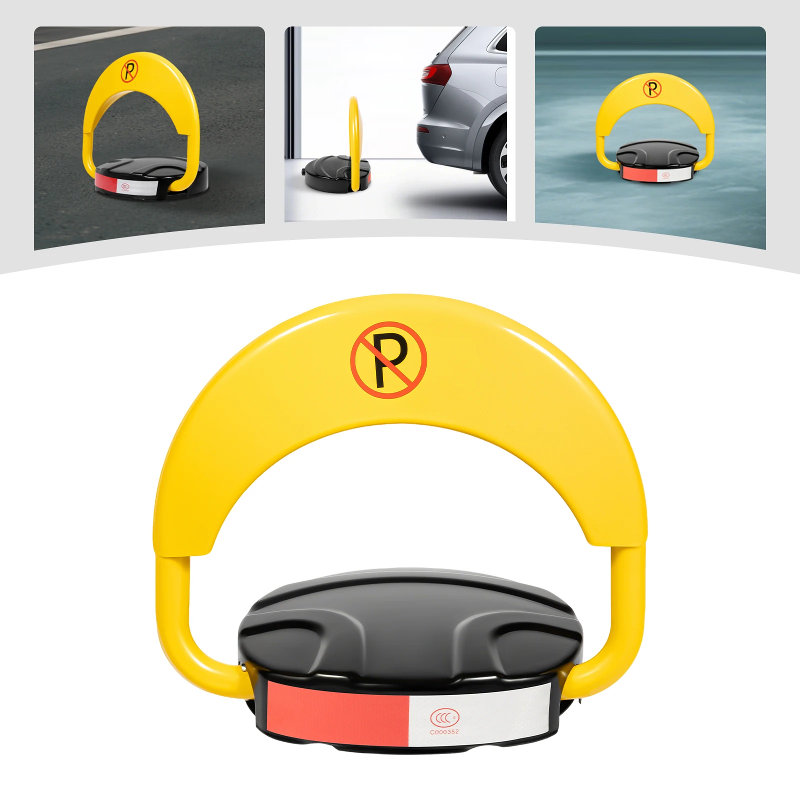 

2T Parking Lock,with Reflective Stripe,Remote Control Yellow Parking Lock,Foldable Alloy Steel Parking Spot Guard Anti-collision