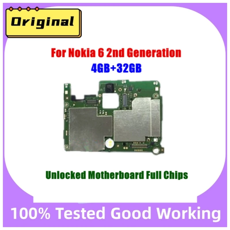 

Unlocked Mobile Electronic panel mainboard Motherboard Circuits With Firmware For Nokia 6 2nd Generation 4GB Ram 32GB Rom