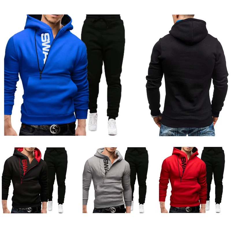 NEW Tracksuit Men\'s 2 Pieces Set Sweatshirt and Sportspants Outfits  Zipper Hoodies Casual Men\'s Clothing  Plus Size Ropa Hombre