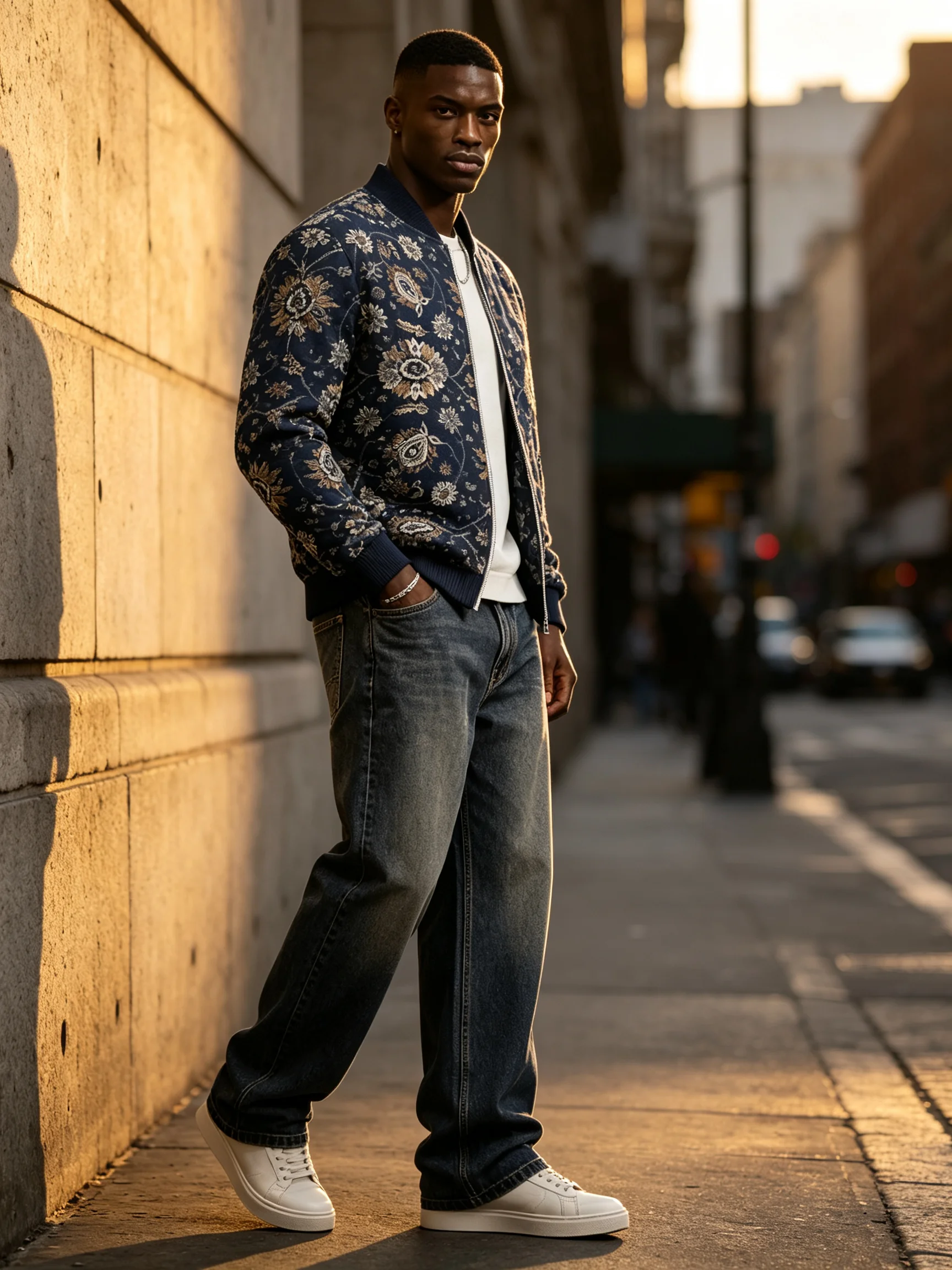 Men's pilot jacket with zipper pocket, casual baseball collar, outdoor sports pilot jacket