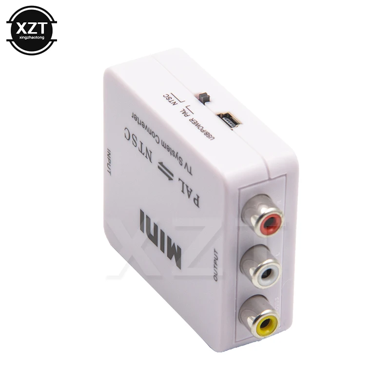 New White Box PAL NTSC SECAM to NTSC PAL TV Video System Converter Switcher Adapter AV CVBS Audio Converter