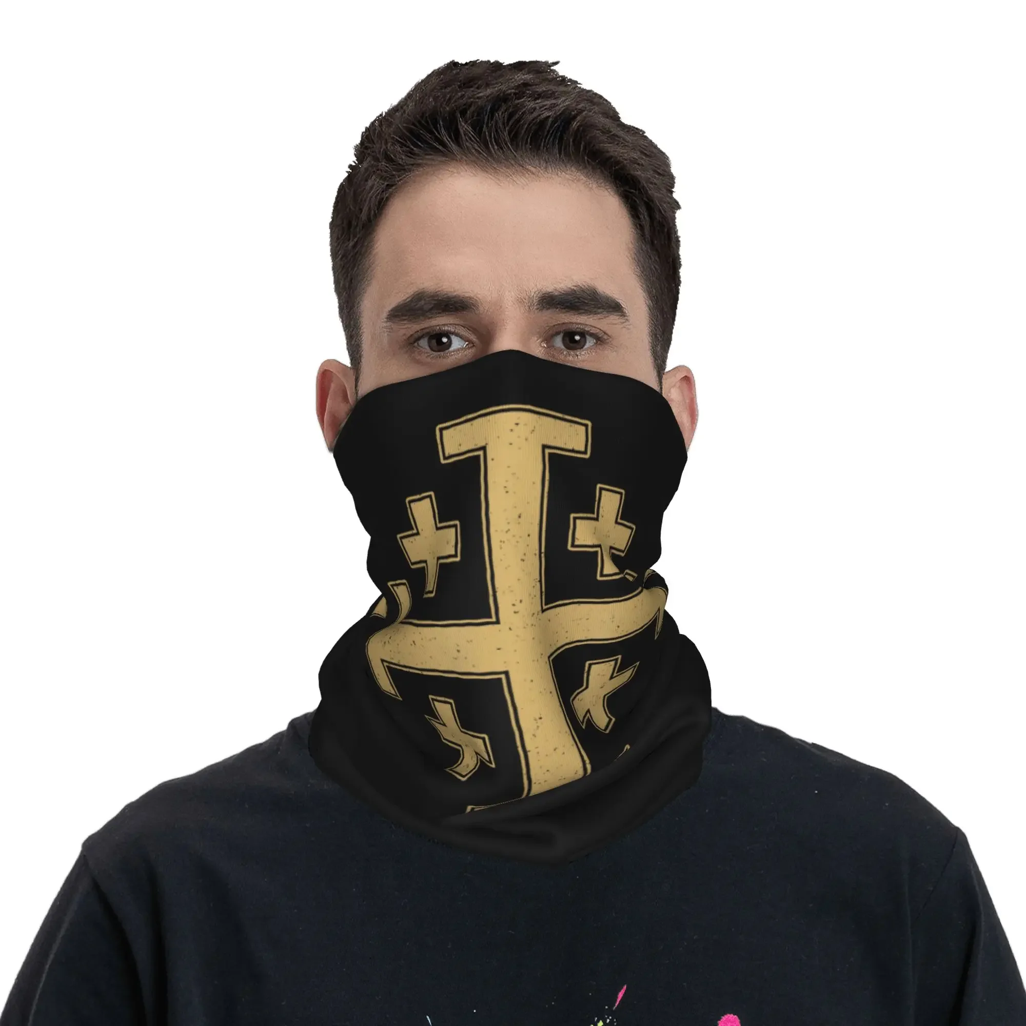 New Knight Jerusalem Cross Christian Bandana Neck Gaiter Printed Templar Jesus Balaclavas Magic Scarf Multi-use Cycling Hiking A