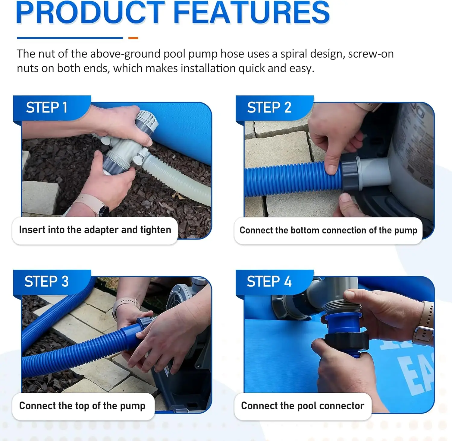 1/2PCS 150cm Pool Filter Pump Hose Pool Sand Filter Pump Hose for 1.5in Diameter Replacement Pool Hose for Above Ground Pools view 5