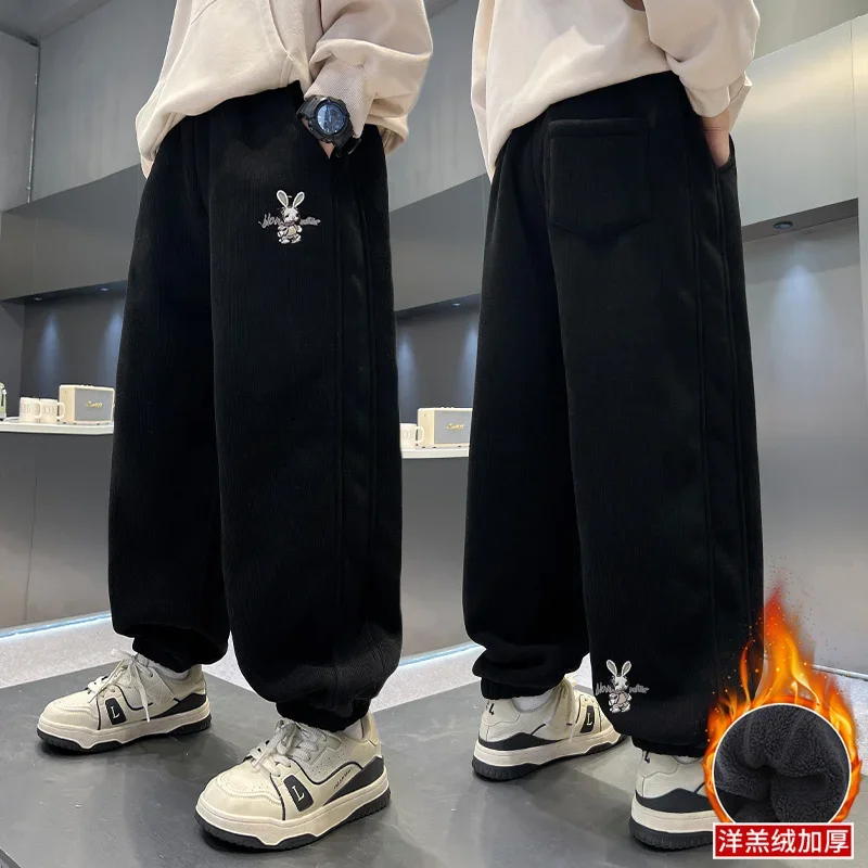 

NewBoy's Autumn and Winter Thickened High-quality New Style Handsome Pants with Fluffy Lining 2025.4-15year