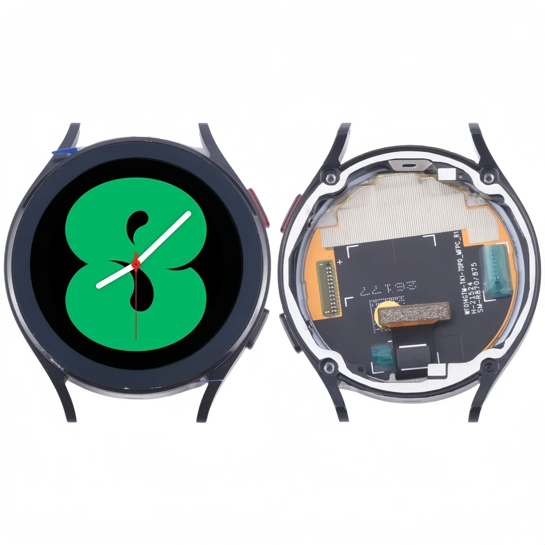 Tela LCD de relógio inteligente com moldura adequada para Samsung Galaxy Watch4 44mm R870/R875, conjunto de tela LCD original com touch.
