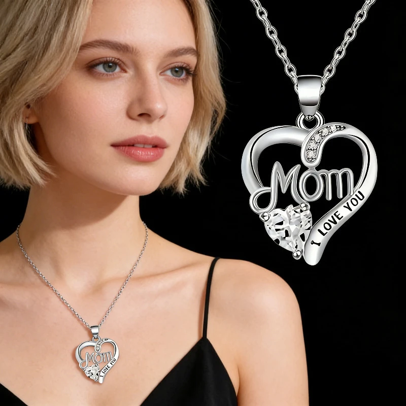 Fashionable Heart-shaped Pendant Necklace Hollowed Out Design Elegant Style Mother's Day Gift for Women Daily Wear Wedding Party