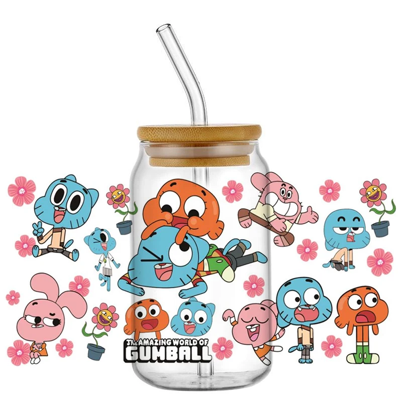 

Miniso Gumball Decal UV DTF Cup Wrap for 16oz Libbey Glasses DIY 3D Cartoon Waterproof Transfer Sticker