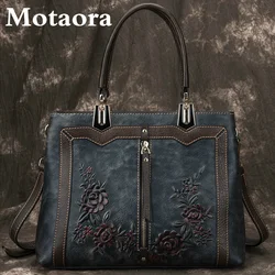 MOTAORA torba damska Retro prawdziwej skóry luksusowe torebki damskie 2024 nowa ręcznie robiona torba Crossbody torby o dużej pojemności damskie