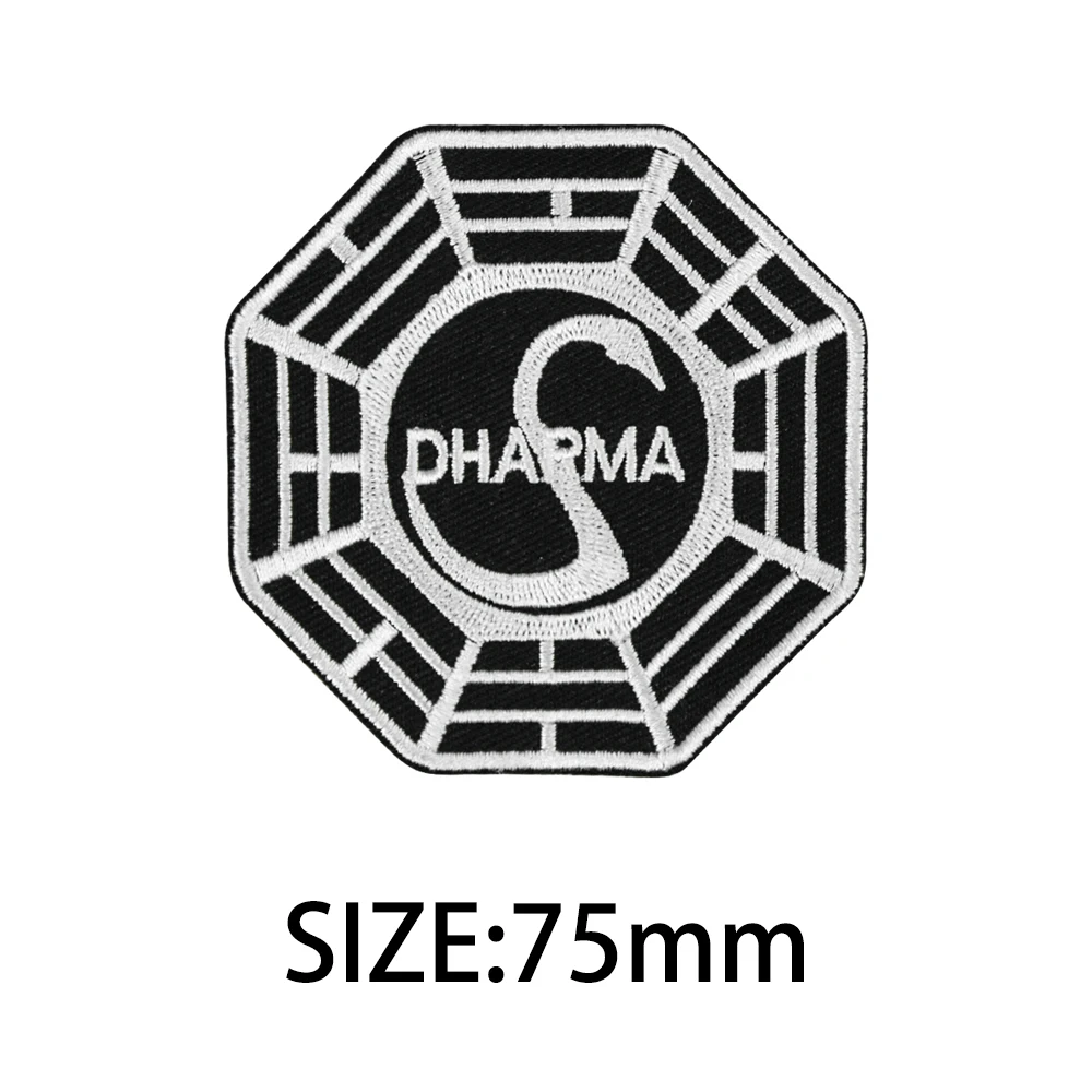 Dharma LOST Swan Embroidered Patches Labyrinth Iron on Embroidery Badges for Garments Cloth for Teachers Students Workers DIY