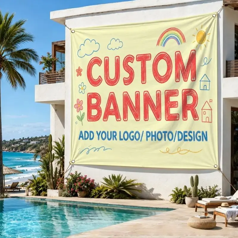 Custom Banner Flags Thanksgiving Day Wall Decoration Personalized Logo Birthday Memorial Photo Commercial Advertising Promotion