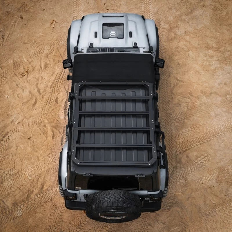 Heavy Duty Aluminum Roof Cargo Luggage Carrier Black OMU Roof Rack Mod Parts for  Wrangler JL Not for Sky One-Touch Softtop