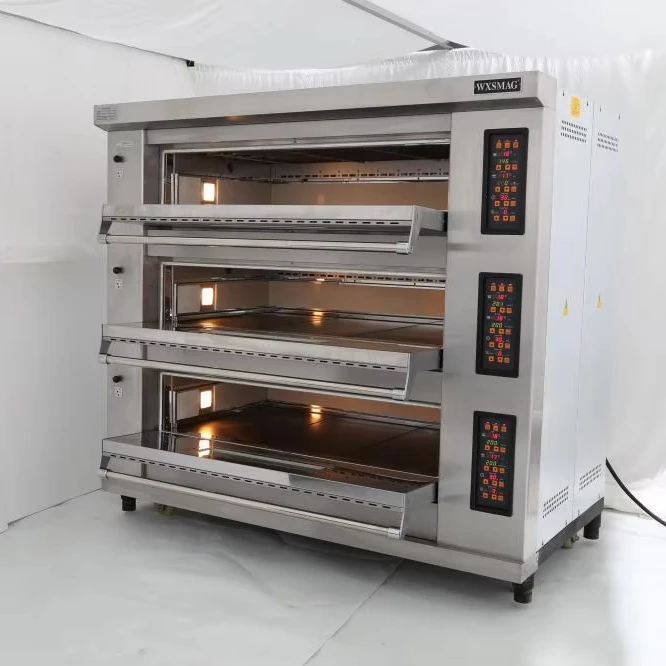 China Supplier Stainless Steel Gas Deck Oven Big Size Electric Kitchen Oven for Bread Meat Baguette Baking 380V for Wheat Corn
