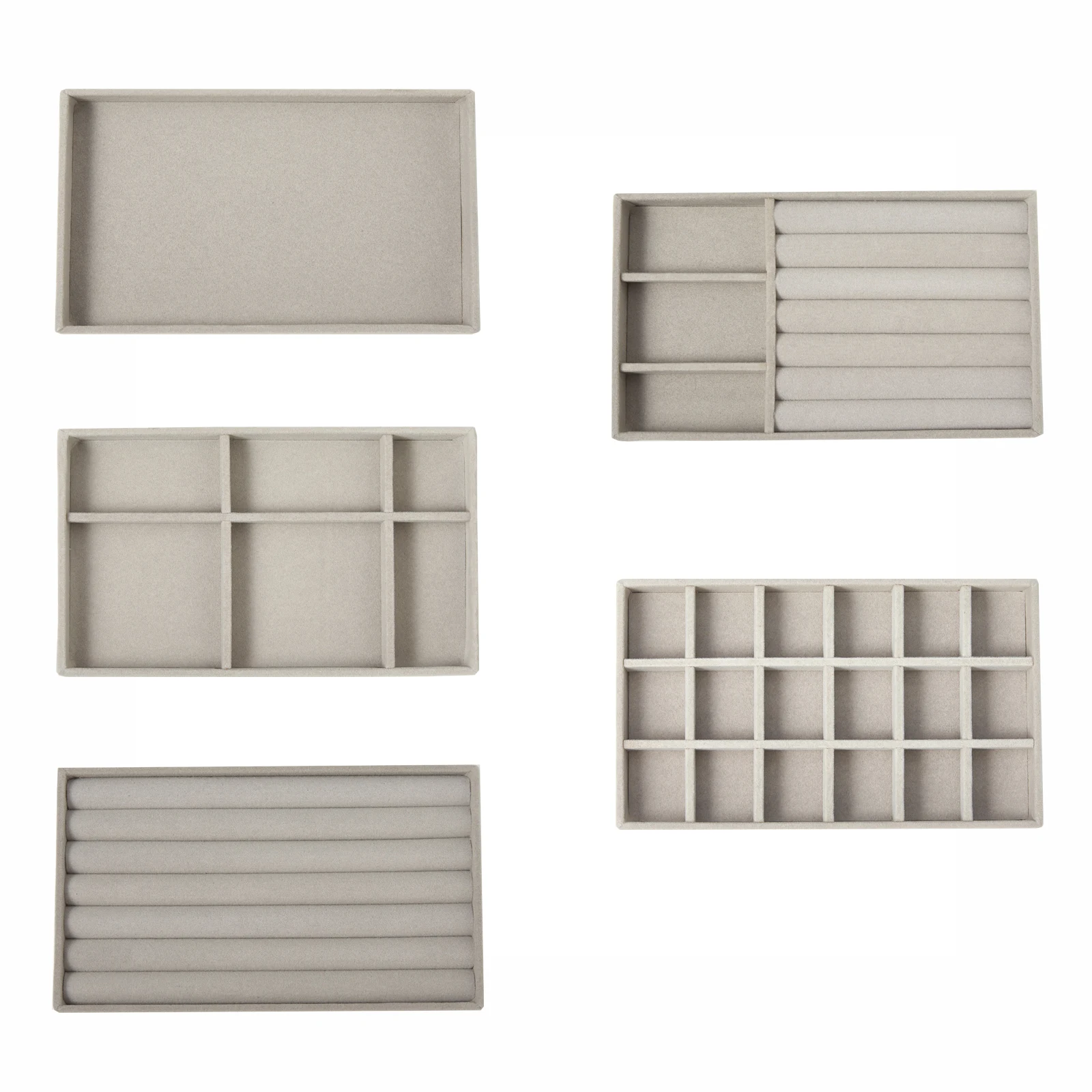 

5pcs Velvet Jewelry Display Stackable Exquisite Jewellery Holder Portable Ring Earrings Necklace Organizer Box