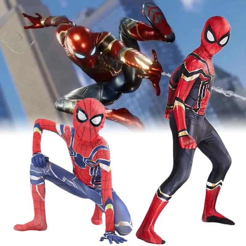 SN55Marvel's Spider Man Iron Suit 3-13 anni Ragazzi Costumi Cosplay Spiderman Nuovo vestito Spandex Bambini Compleanno Natale G @ 54WE