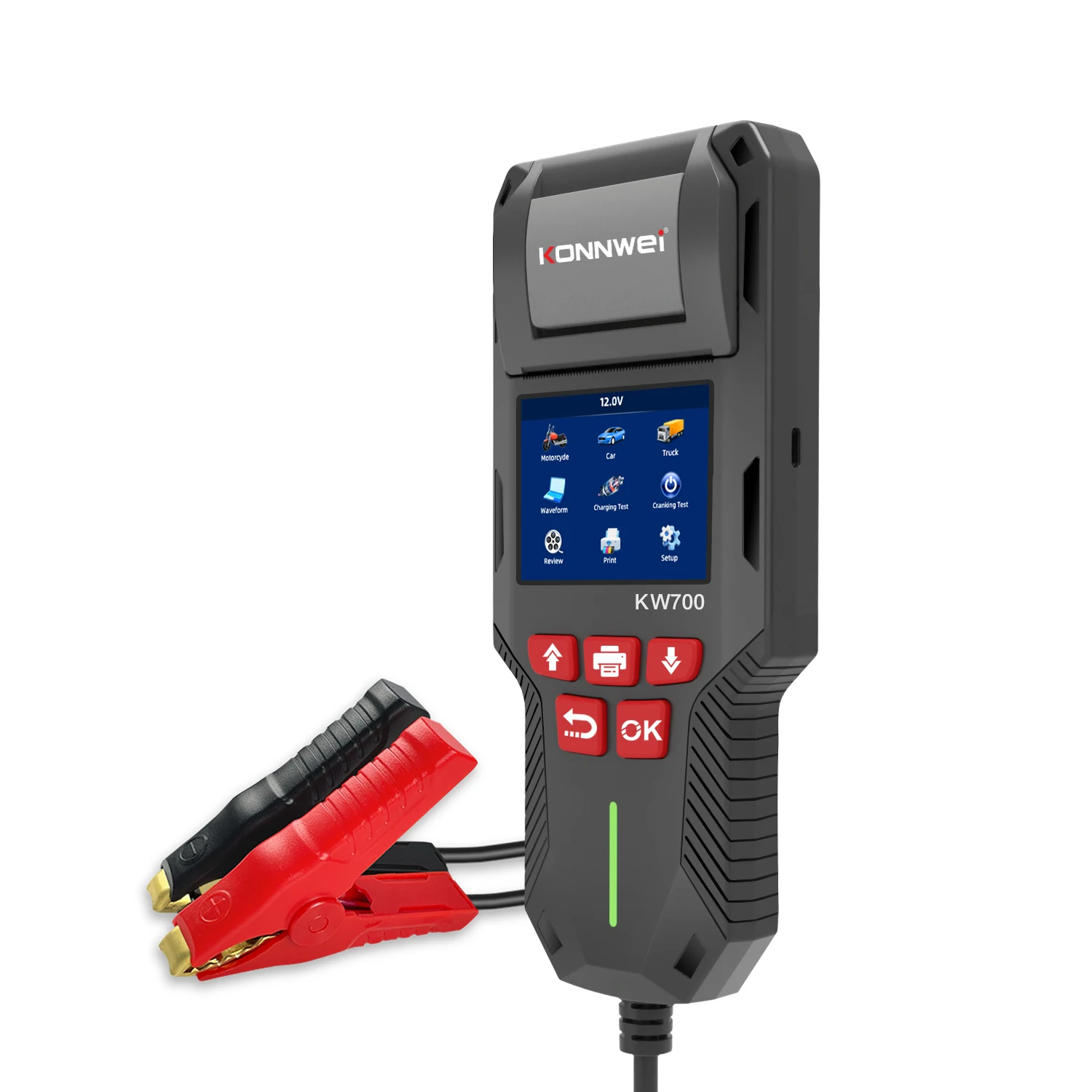 

KONNWEI KW700 New 12V Automotive Battery Tester Car Capacity Analyzer with Auto Printer 1-Year Warranty