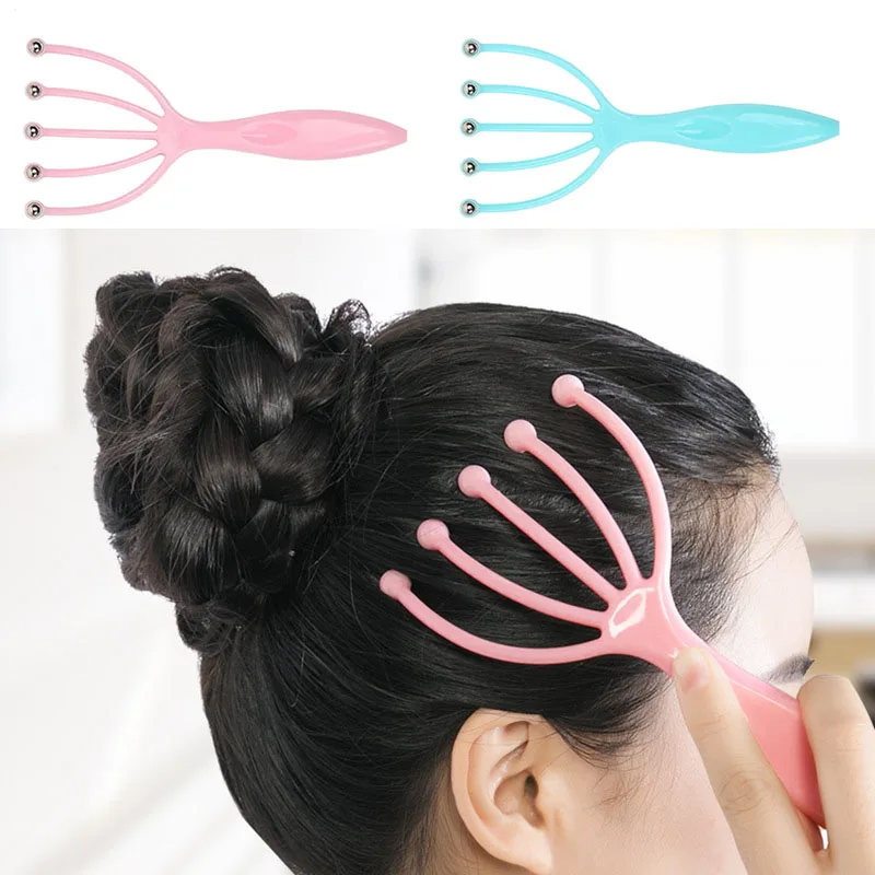 SPA Head Massager Scalp Neck Comb Roller Five Finger Claws Steel Ball Hand Held Relax Hair Care For Hair Growth Stress Relief