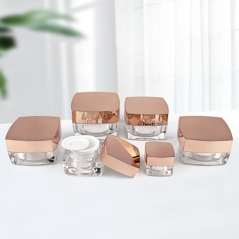 5-50g Square Empty Face Cream Jar Portable Cosmetic Container Sample Bottle Acrylic For Travel Beauty Salon Packaging Materials