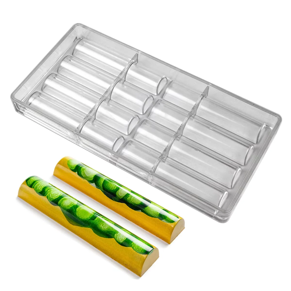 1 Stück Zylinder-Schokoladenform mit 8 Mulden (Polycarbonat) – 19 g/Stück Süßigkeitenform zum Backen von Gebäck, Süßwaren