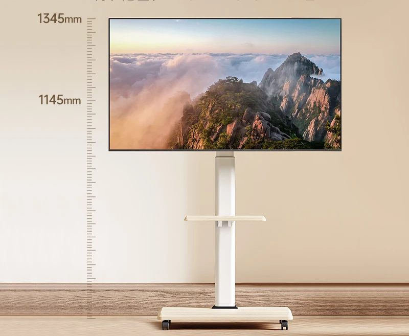 جديد DL-X10 ارتفاع ضبط 40 كجم 32 "-75" LCD TV الطابق حامل عربة عربة 1445 مللي متر مع عجلة الفرامل الأبيض 400x400 600x400 مع الرف