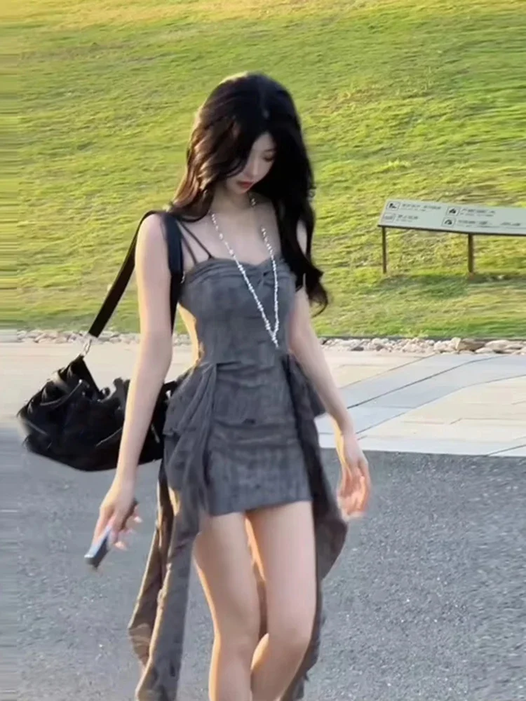 فستان قصير مثير بتصميم كلاسيكي أمريكي للنساء فساتين صيفية ضيقة مكشكشة غير منتظمة تناسب الجميع فيمينينو فيستدوس دي موجر 2025 #2