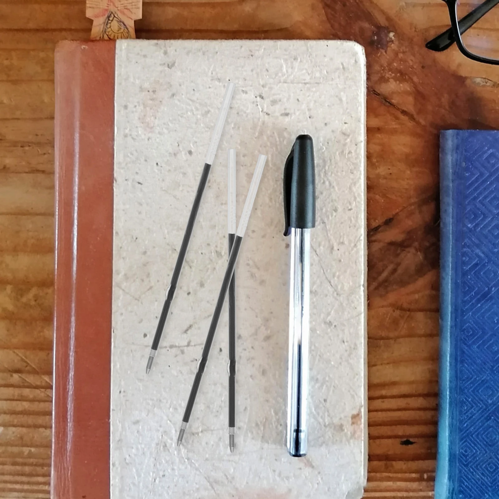 100 pçs tinta azul 0.7mm caneta esferográfica recargas de escrita suave recargas de tinta de substituição para canetas de contas de plástico retrátil escritório