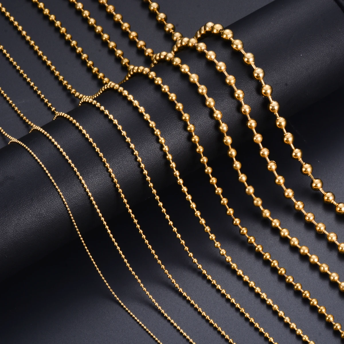 1 Stück goldfarbene Edelstahl-Kugelkette, Länge 15cm-100cm – Detail 2