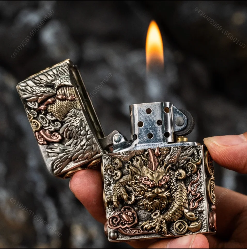 New ultra realistic inlaid craft fuel lighter, Pixiu Wealth personalized lighter, lighter collection, cigarette accessories