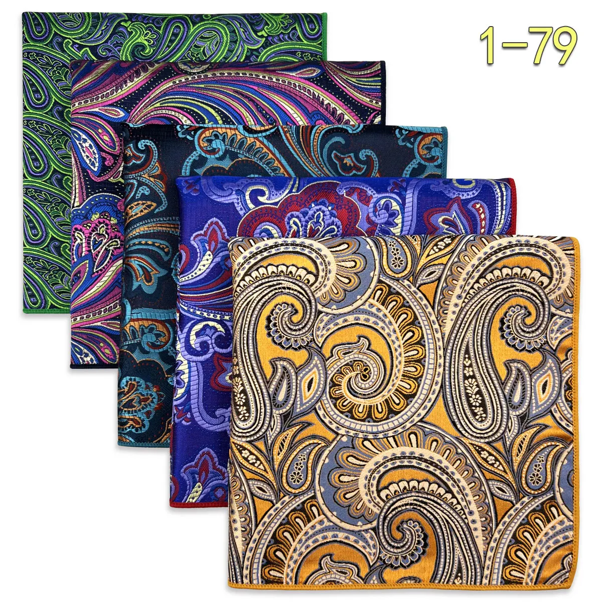 5 Pack Set Men's Pocket Square Handkerchief, Assorted Designs