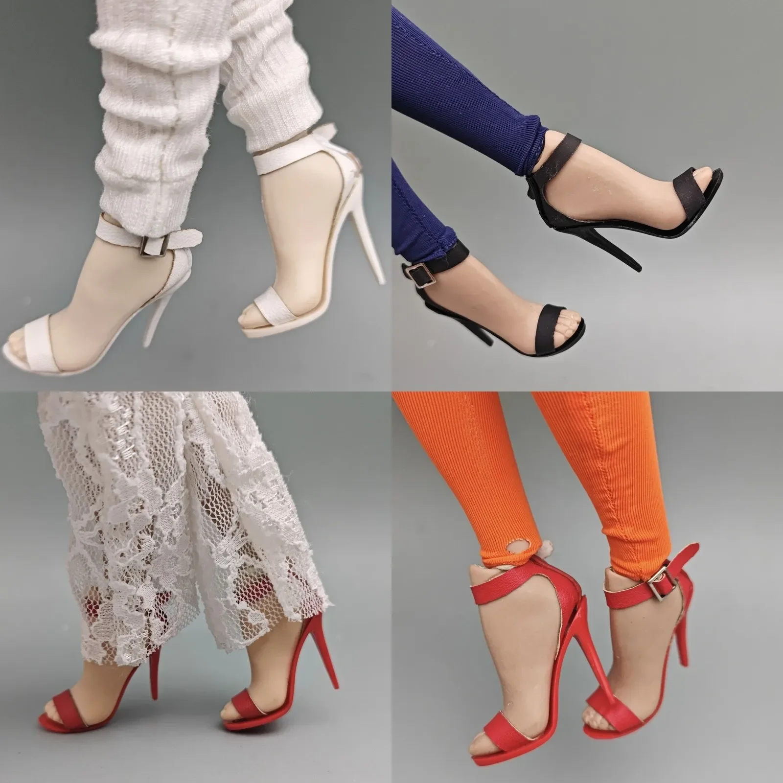 1/6 Women Shoes with Feet Model Female Solider High Heeled Sandal Action Figure