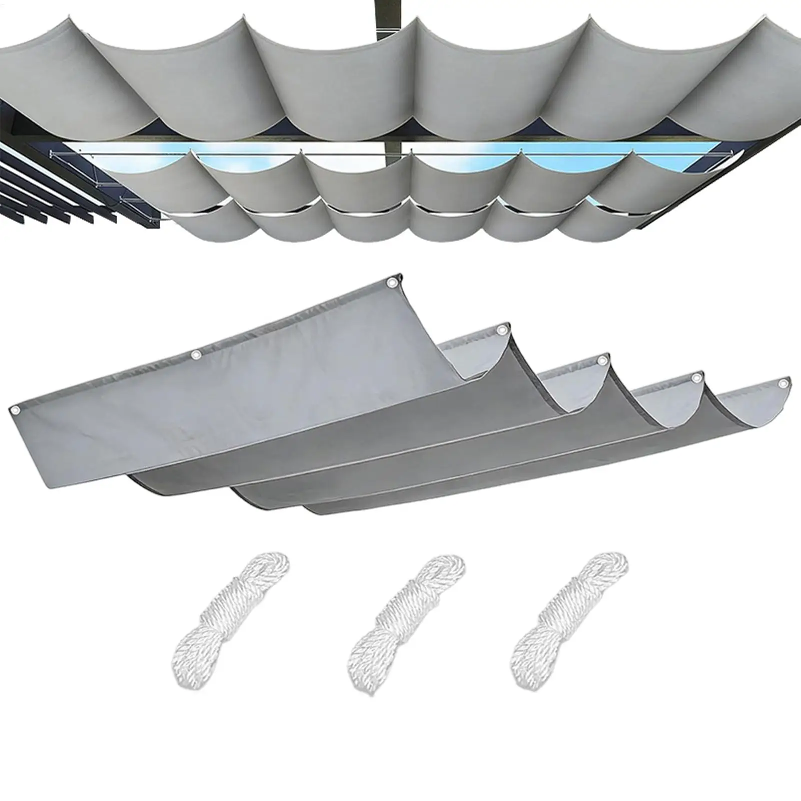 Sail Shade Heavy Duty Waterproof Retractable Tarp With Wavy Design Patio Sail Shade For Outdoor Beach Porch Deck Outside Garden