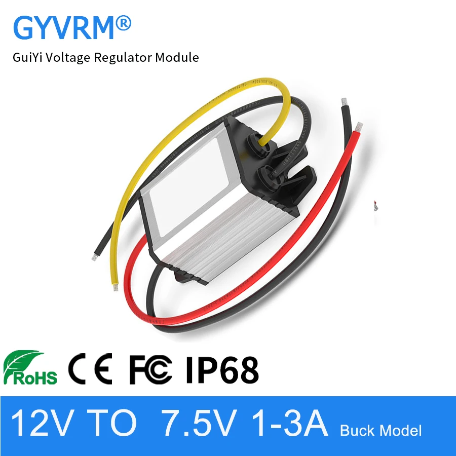 

GYVRM Step Down DC DC 12V to 7.5V 1A 2A 3A Buck Model 10-22V to 7.5V 3A 22.5W IP68 Waterproof Model