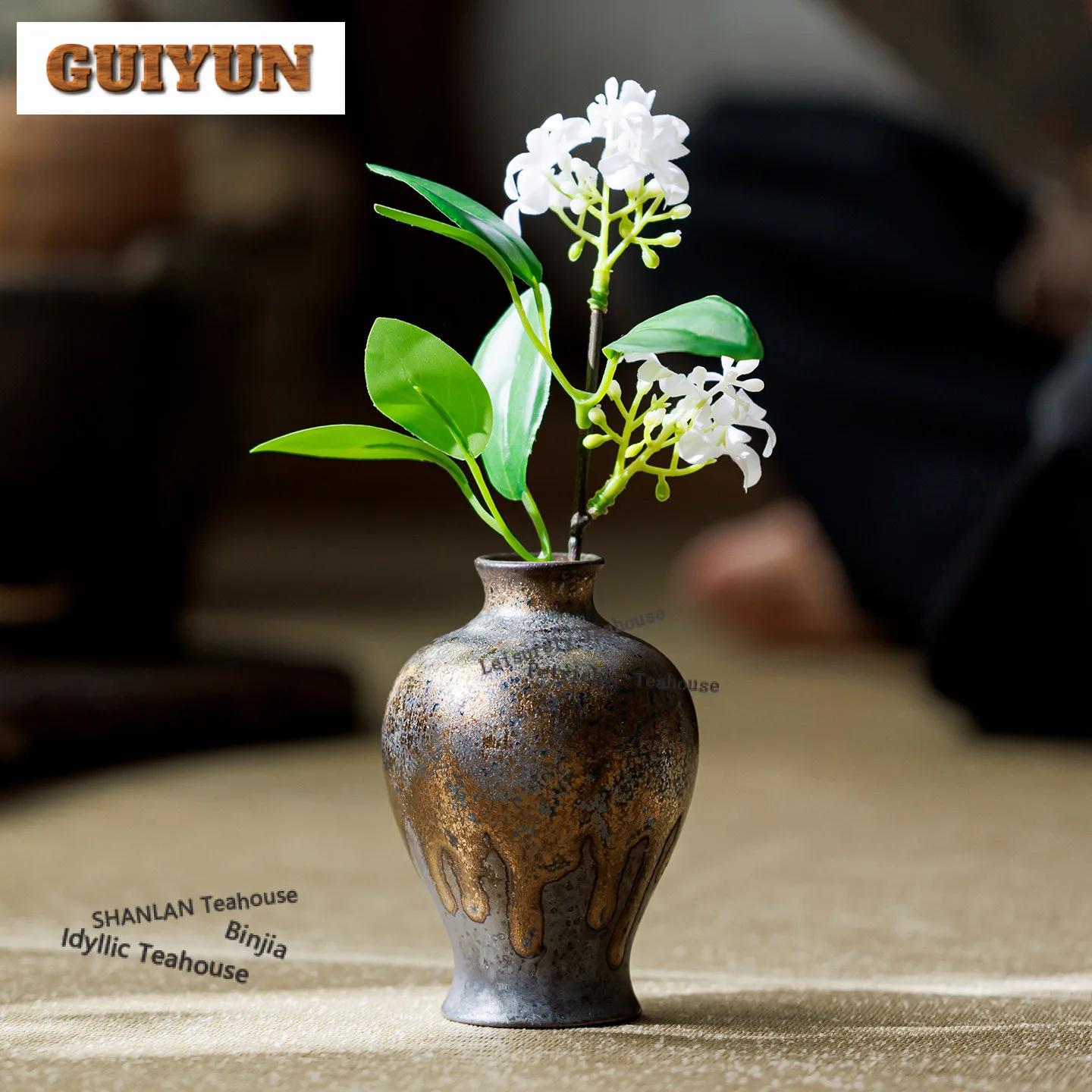 Earthenware Handmade Beauty Vase Boutique Flower Insert Ornaments For Home Plant Pot Household Flowerpot Chinese Tea Set Craft