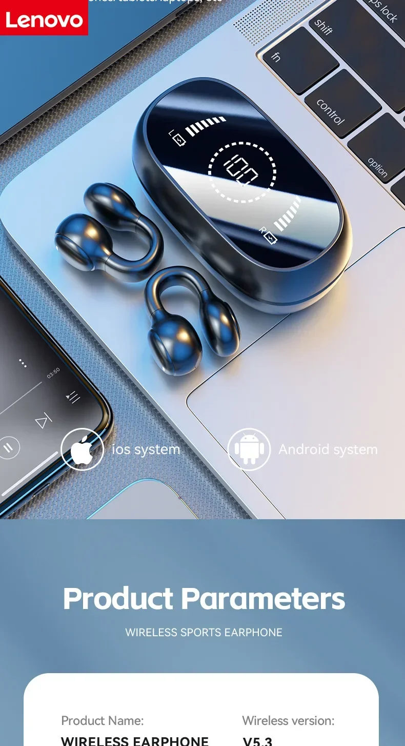Lenove Original M47 Wireless Earbuds Bluetooth Headset Charging Earphones Bone Conduction Headphones