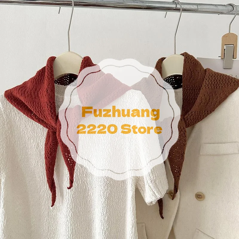 Einzigartiger gestrickter Dreiecksschal aus koreanischer Wolle, funktionelles Kopftuch für Damenwärme
