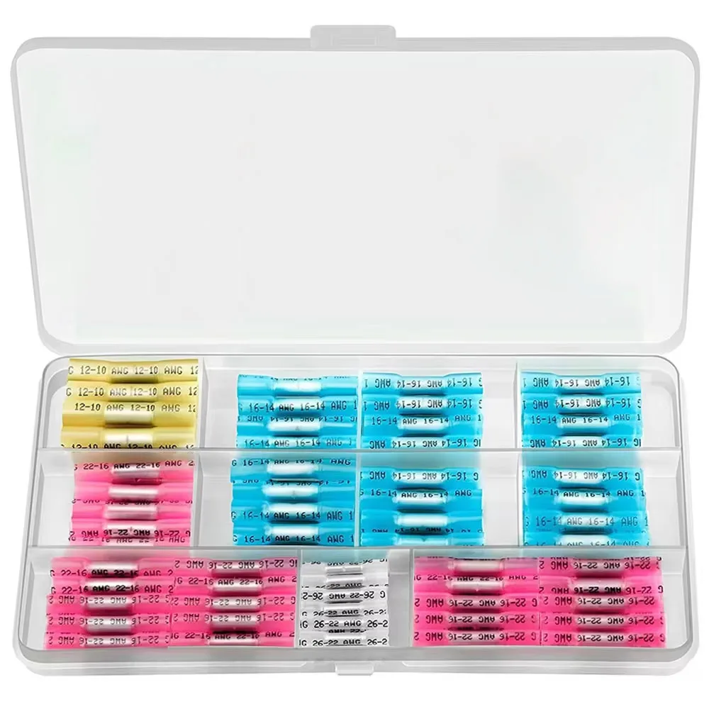 130PCS Heat Shrink Solder Seal Wire Connectors ,Waterproof Butt Connector Terminals,Insulated Solderless Wiring Splice Connector
