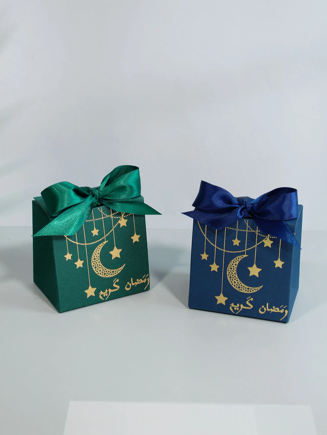 Umrah Mubarak Gift Candy Box Set Green Eid Mubarak Paper BagParty Favor Gift Box Muslim Islamic Party Supplies